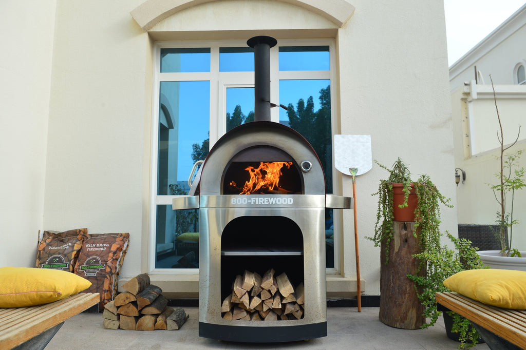 800-Firewood Stainless Steel Wood Fired Pizza Oven - BBQ DXB