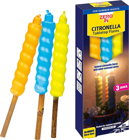 Zero In Table Top Citronella Flares - 3 Pack - BBQ DXB